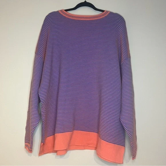 NWT LIVI ACTIVE Lane Bryant Atheleisure Crewneck Ottoman Sweater in Fusion Coral - Picture 7 of 10